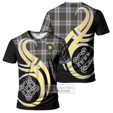 Stewart of Appin Dress Tartan T-Shirt with Family Crest and Celtic Symbol Style