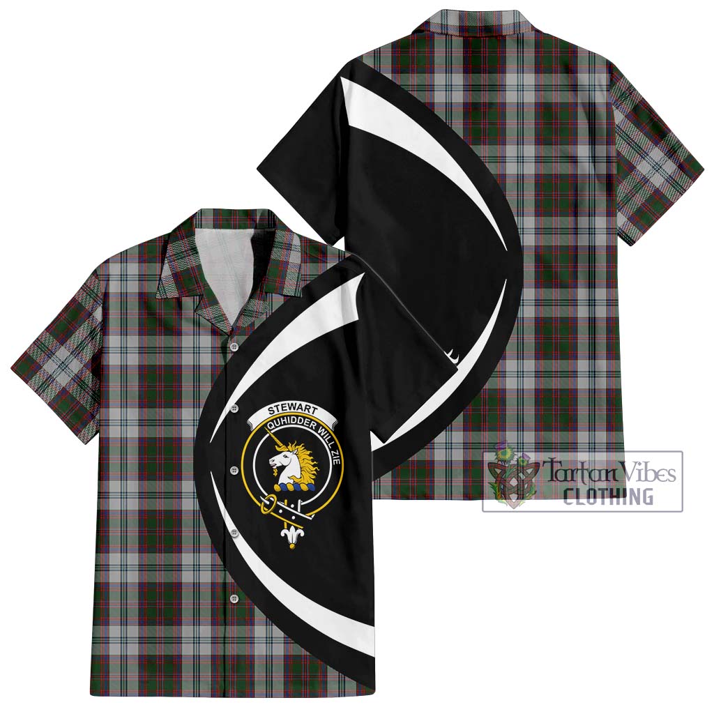 Stewart of Appin Dress Tartan Short Sleeve Button Up with Family Crest Circle Style Kid - Tartan Vibes Clothing