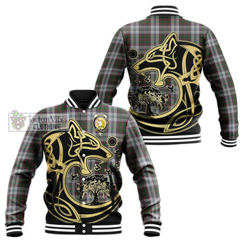 Stewart of Appin Dress Tartan Baseball Jacket with Family Crest Celtic Wolf Style