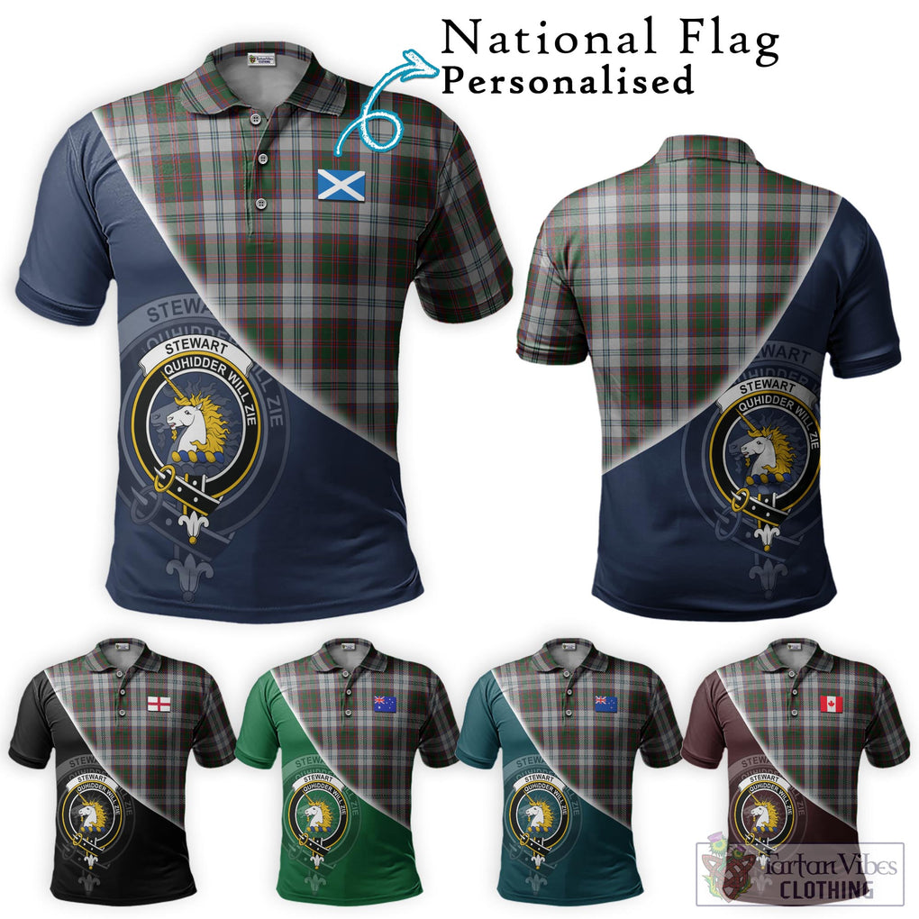 Stewart of Appin Dress Tartan Polo Shirt with Personalised National Flag and Family Crest Half Style Maroon - Tartanvibesclothing Shop