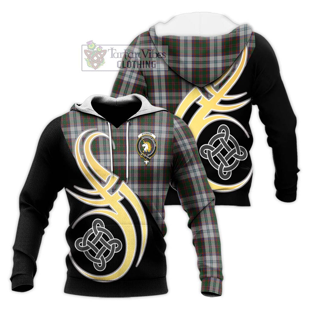 Stewart of Appin Dress Tartan Knitted Hoodie with Family Crest and Celtic Symbol Style Unisex Knitted Pullover Hoodie - Tartan Vibes Clothing