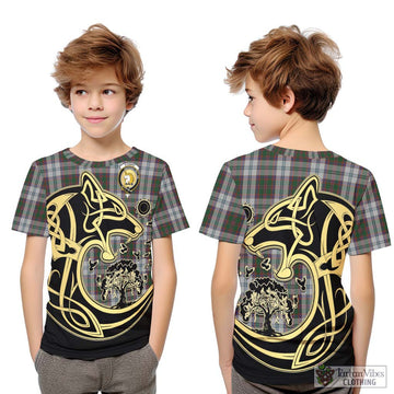 Stewart of Appin Dress Tartan Kid T-Shirt with Family Crest Celtic Wolf Style