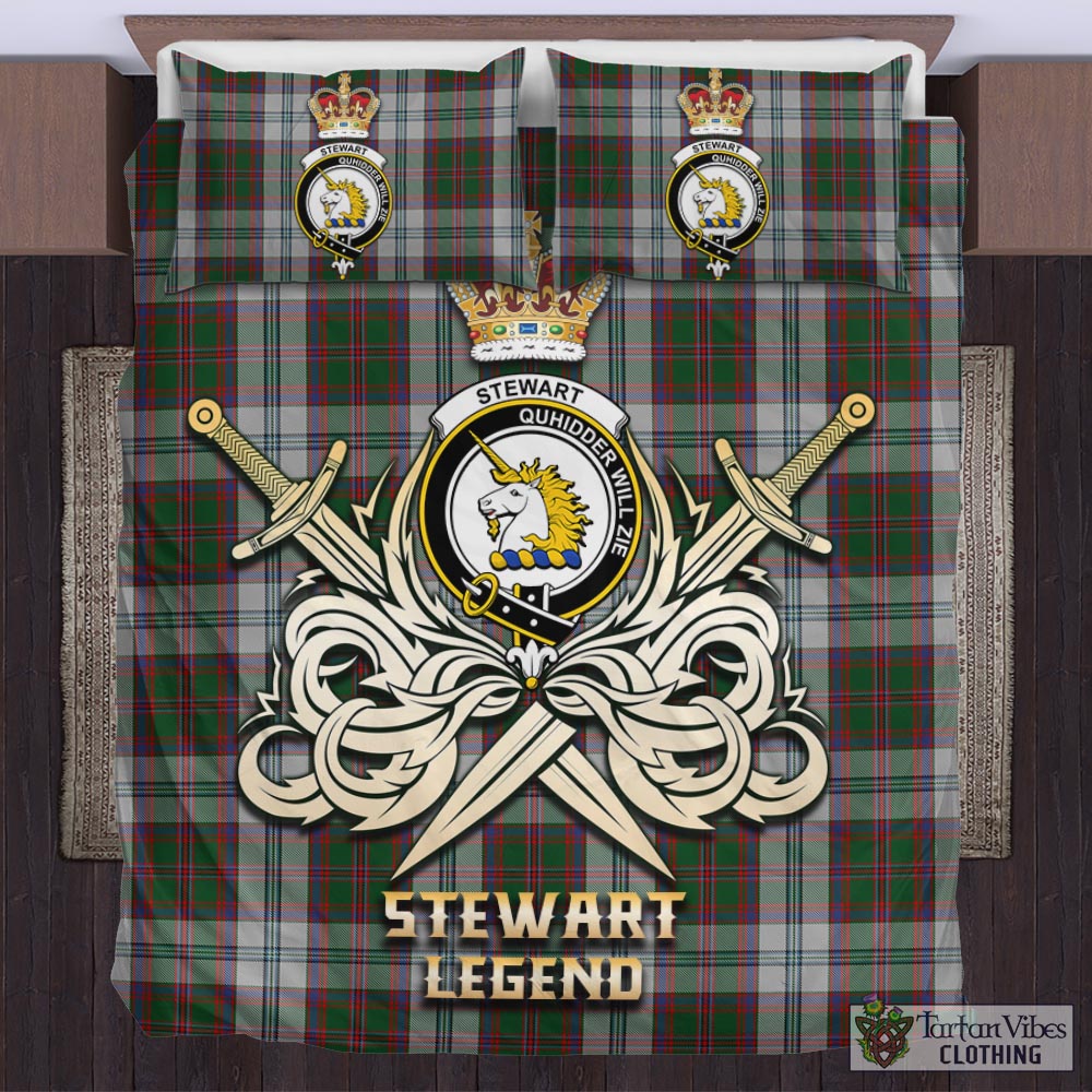 Tartan Vibes Clothing Stewart of Appin Dress Tartan Bedding Set with Clan Crest and the Golden Sword of Courageous Legacy