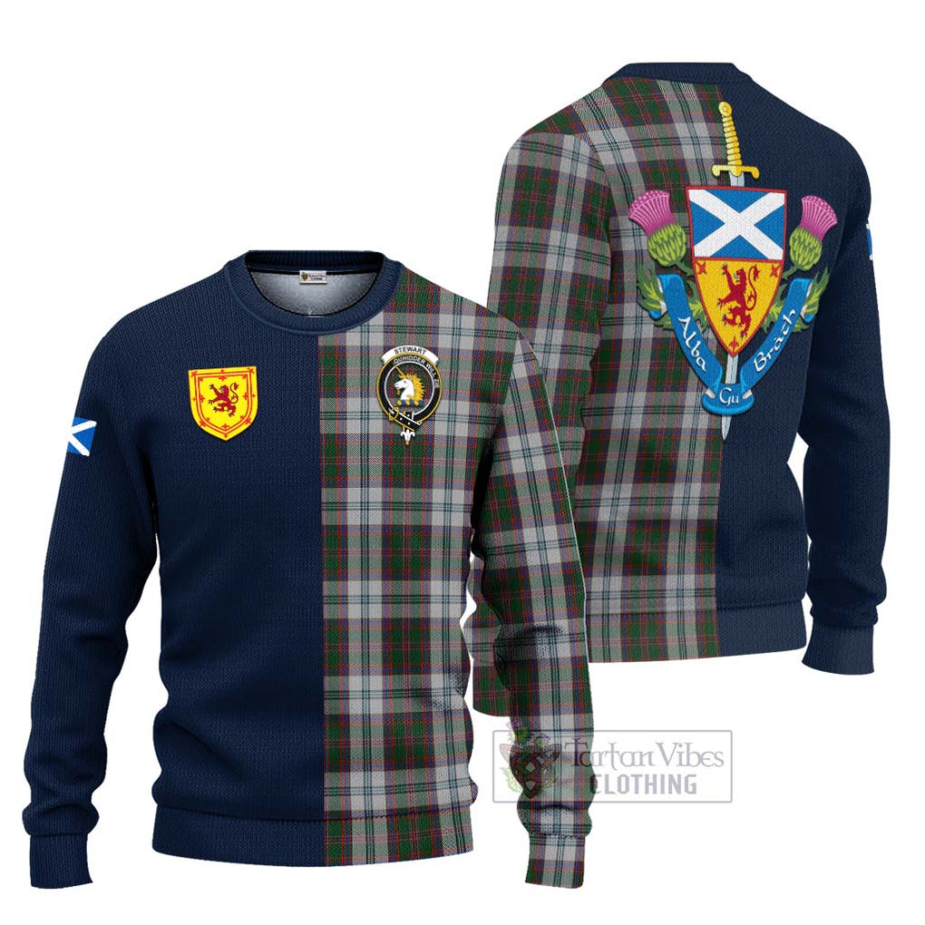 Tartan Vibes Clothing Stewart of Appin Dress Tartan Knitted Sweater with Scottish Lion Royal Arm Half Style