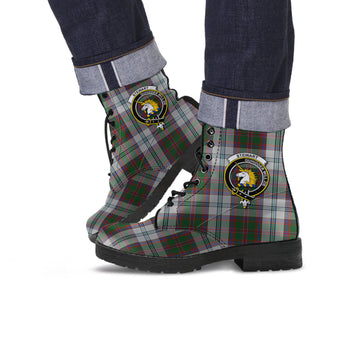 Stewart of Appin Dress Tartan Leather Boots with Family Crest