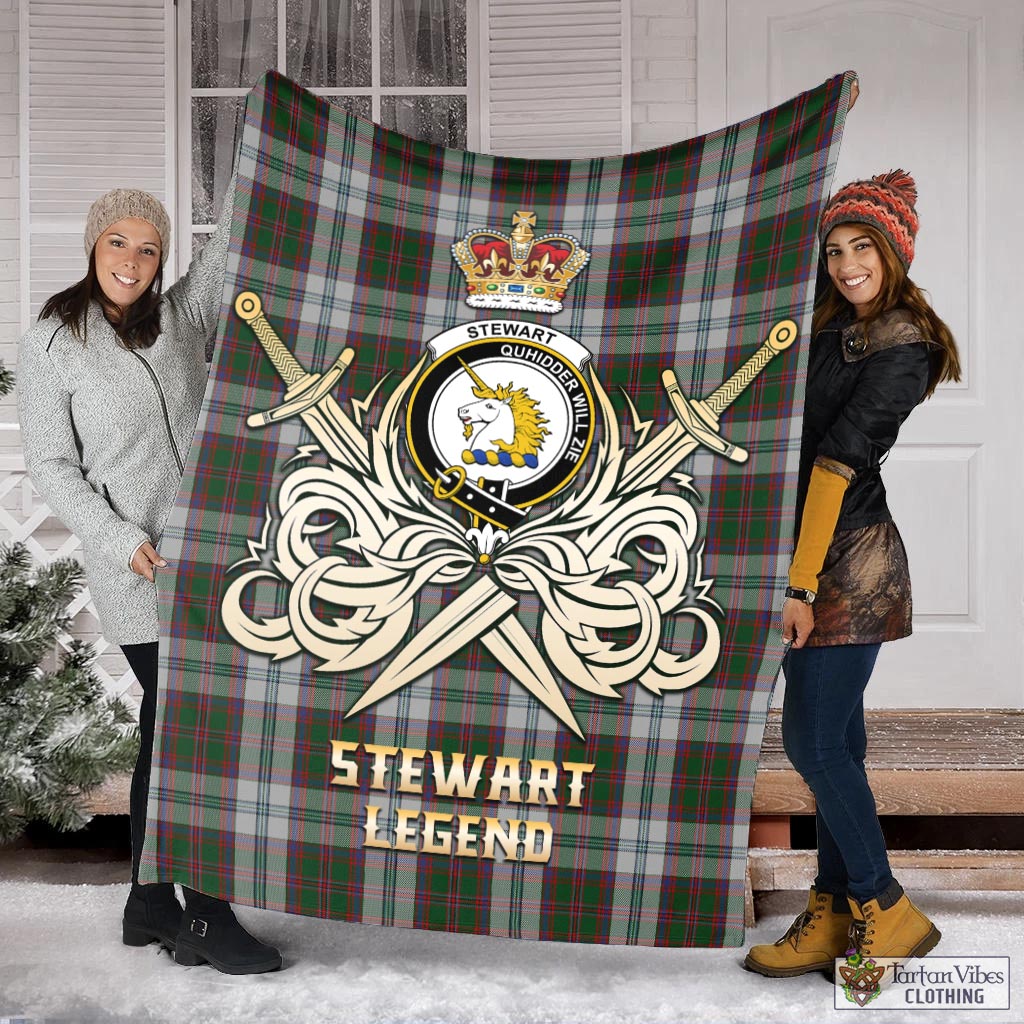 Tartan Vibes Clothing Stewart of Appin Dress Tartan Blanket with Clan Crest and the Golden Sword of Courageous Legacy