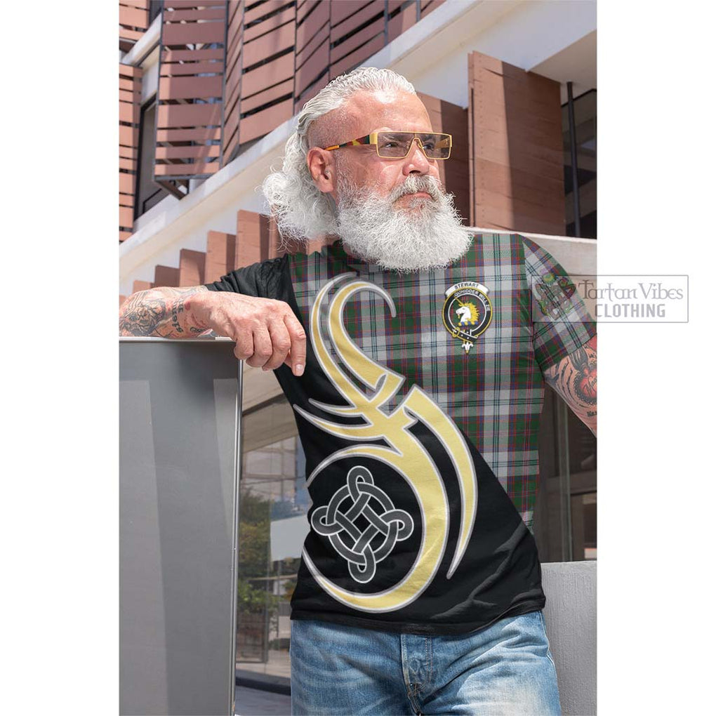 Tartan Vibes Clothing Stewart of Appin Dress Tartan Cotton T-shirt with Family Crest and Celtic Symbol Style