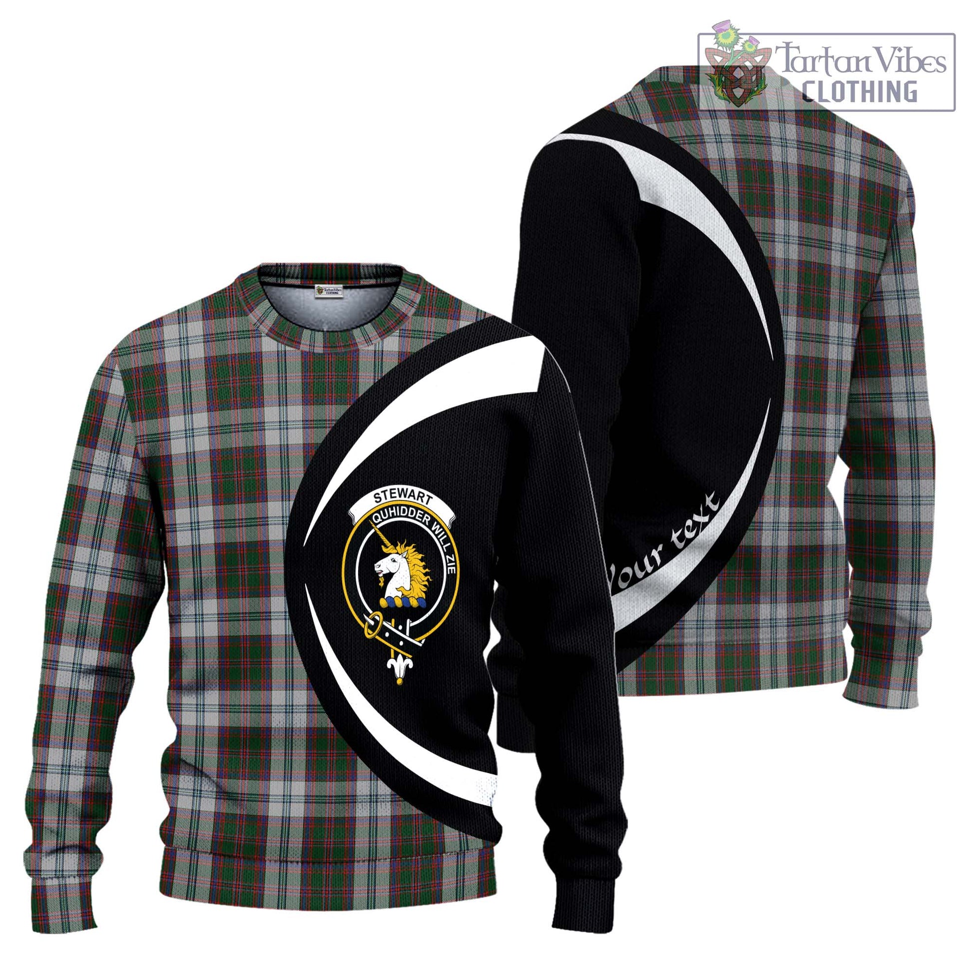 Stewart of Appin Dress Tartan Knitted Sweater with Family Crest Circle Style Unisex - Tartan Vibes Clothing