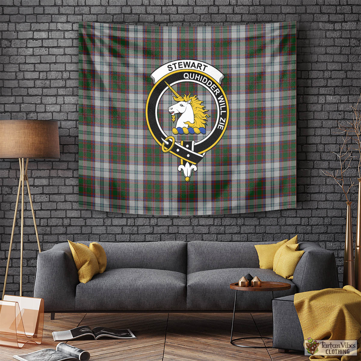 Tartan Vibes Clothing Stewart of Appin Dress Tartan Tapestry Wall Hanging and Home Decor for Room with Family Crest