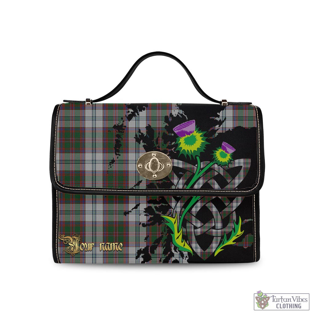 Tartan Vibes Clothing Stewart of Appin Dress Tartan Waterproof Canvas Bag with Scotland Map and Thistle Celtic Accents