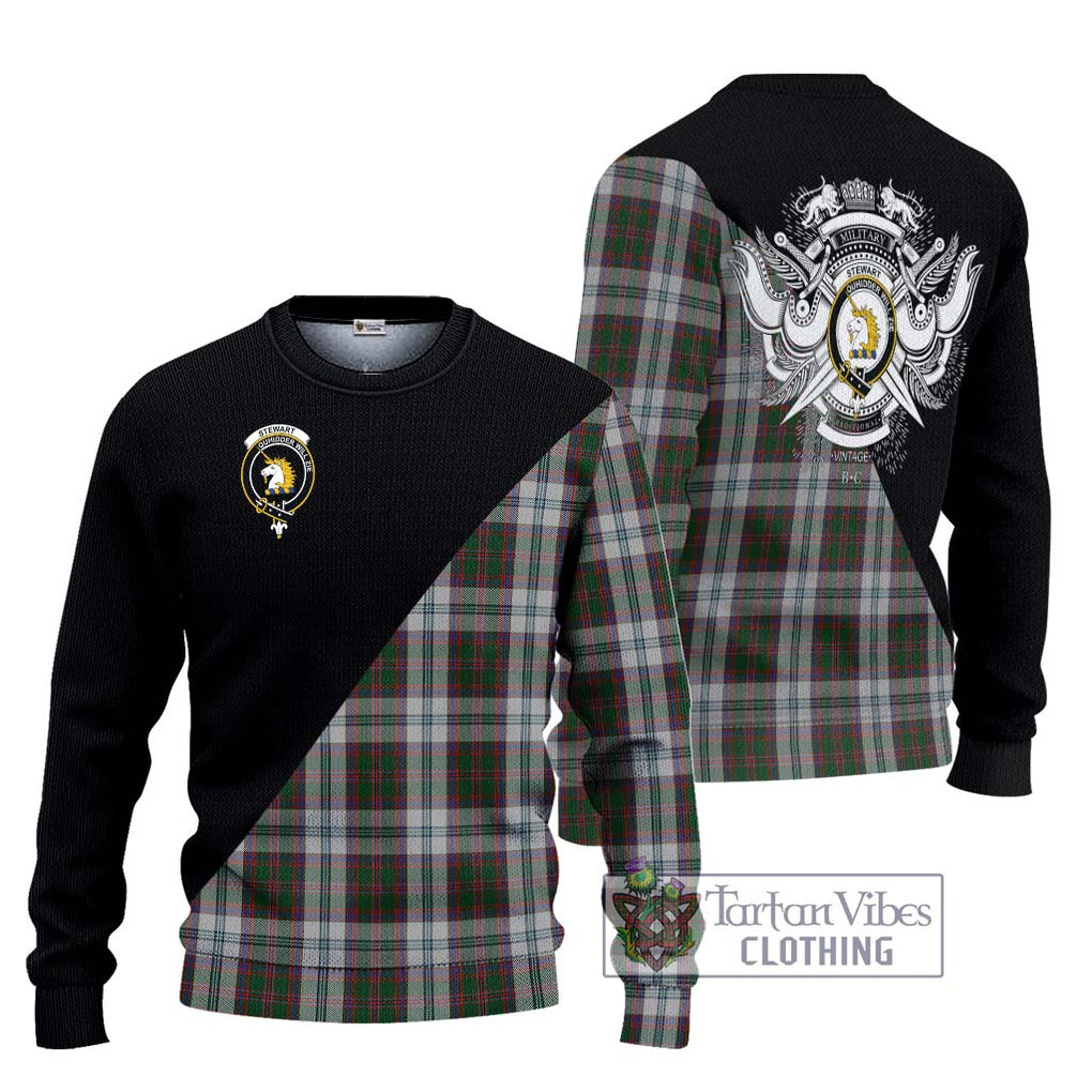 Stewart of Appin Dress Tartan Knitted Sweater with Family Crest and Military Logo Style Unisex - Tartanvibesclothing Shop