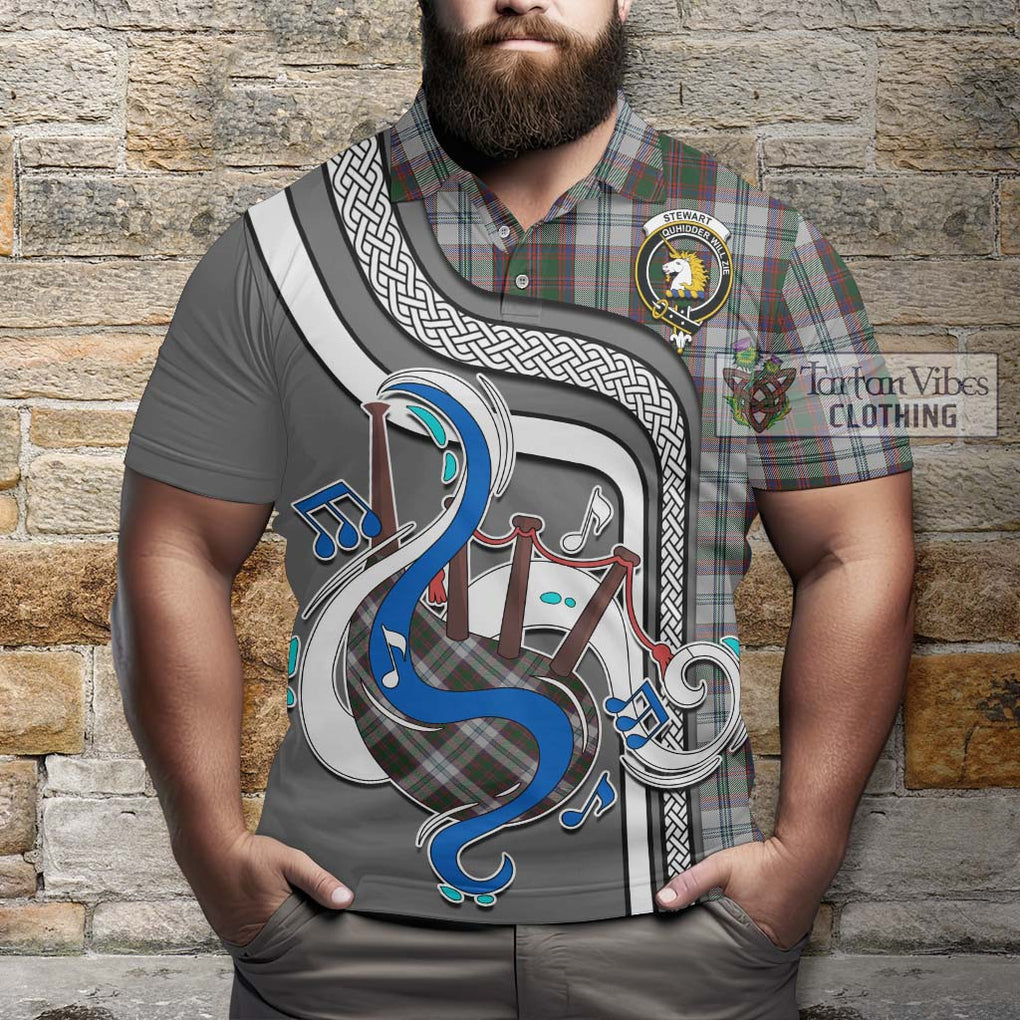 Tartan Vibes Clothing Stewart of Appin Dress Tartan Polo Shirt with Epic Bagpipe Style