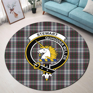 Stewart of Appin Dress Tartan Round Rug with Family Crest