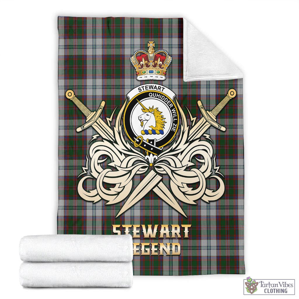 Tartan Vibes Clothing Stewart of Appin Dress Tartan Blanket with Clan Crest and the Golden Sword of Courageous Legacy