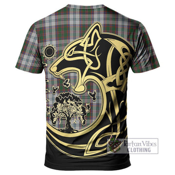 Stewart of Appin Dress Tartan T-Shirt with Family Crest Celtic Wolf Style