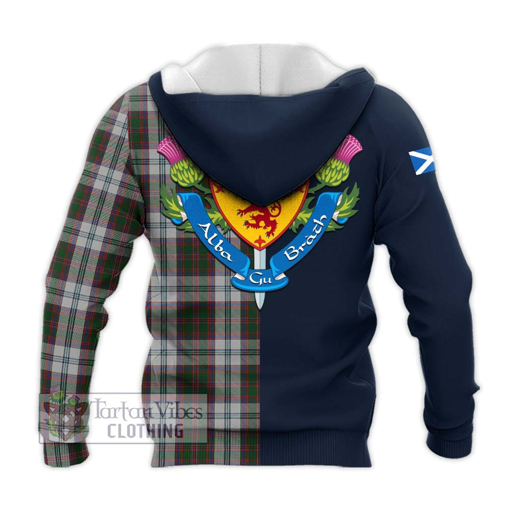 Tartan Vibes Clothing Stewart of Appin Dress Tartan Knitted Hoodie with Scottish Lion Royal Arm Half Style