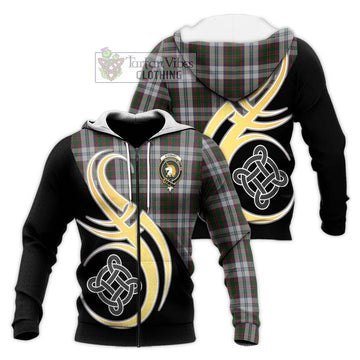 Stewart of Appin Dress Tartan Knitted Hoodie with Family Crest and Celtic Symbol Style