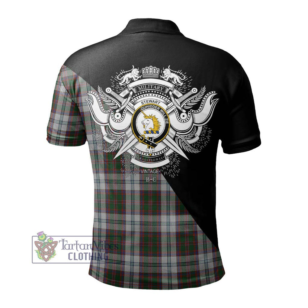 Stewart of Appin Dress Tartan Polo Shirt with Family Crest and Military Logo Style - Tartanvibesclothing Shop