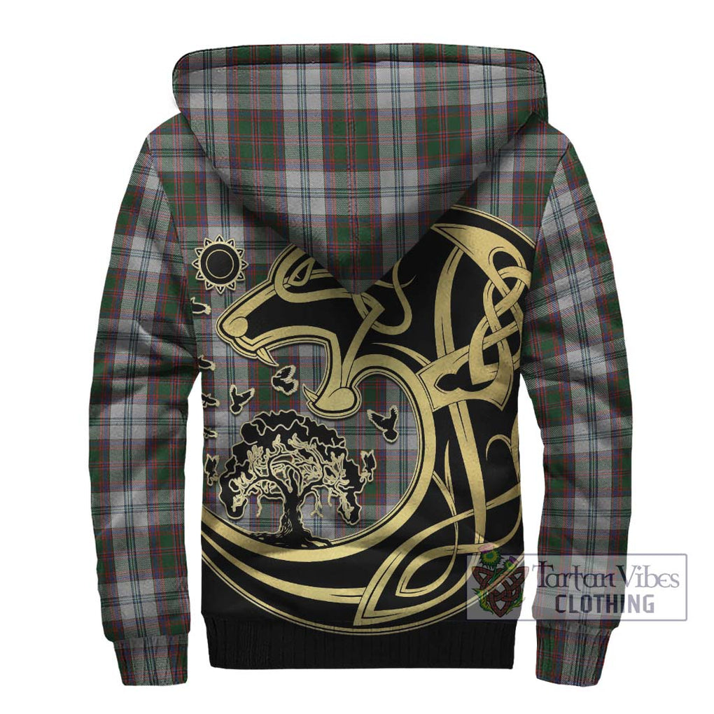 Stewart of Appin Dress Tartan Sherpa Hoodie with Family Crest Celtic Wolf Style - Tartan Vibes Clothing