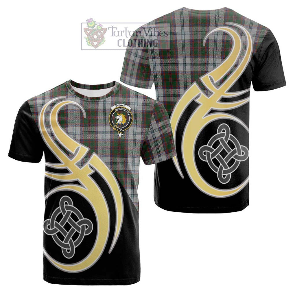 Tartan Vibes Clothing Stewart of Appin Dress Tartan Cotton T-shirt with Family Crest and Celtic Symbol Style