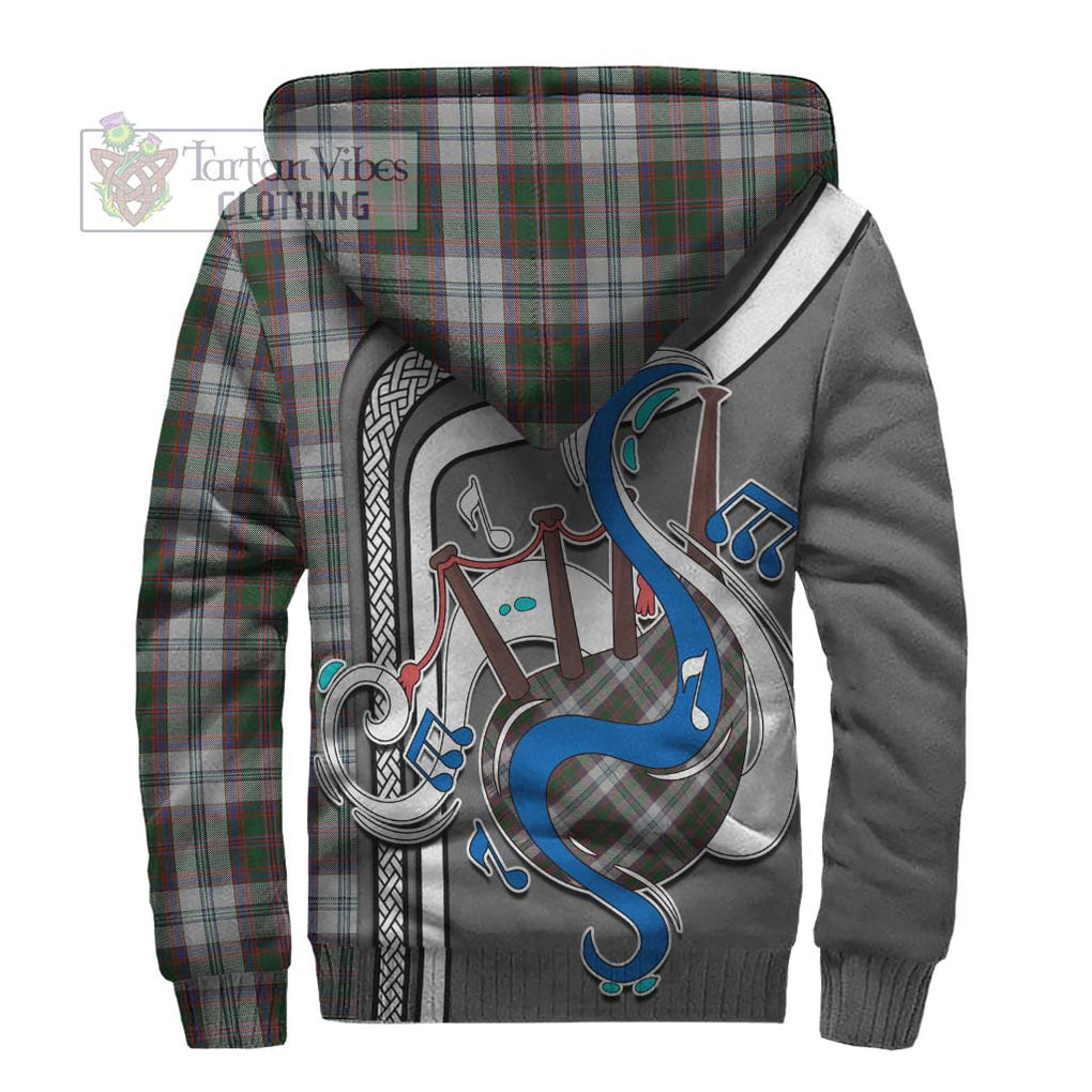 Stewart of Appin Dress Tartan Sherpa Hoodie with Epic Bagpipe Style - Tartanvibesclothing Shop