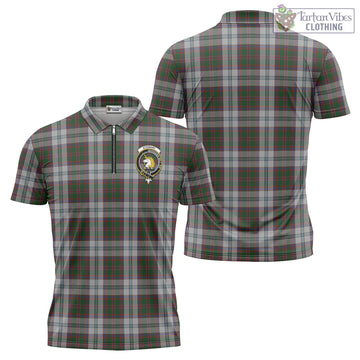 Stewart of Appin Dress Tartan Zipper Polo Shirt with Family Crest