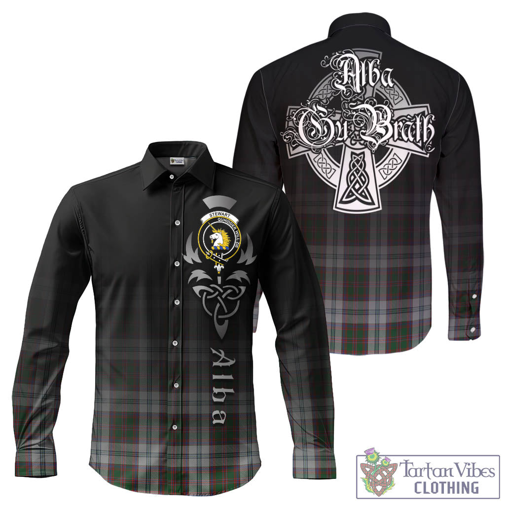 Tartan Vibes Clothing Stewart of Appin Dress Tartan Long Sleeve Button Up Featuring Alba Gu Brath Family Crest Celtic Inspired