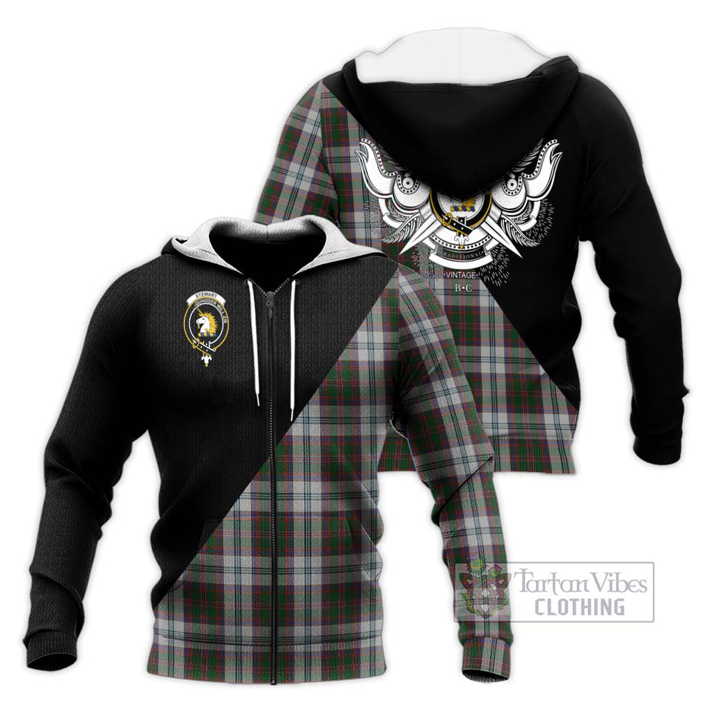 Stewart of Appin Dress Tartan Knitted Hoodie with Family Crest and Military Logo Style Unisex Knitted Zip Hoodie - Tartanvibesclothing Shop