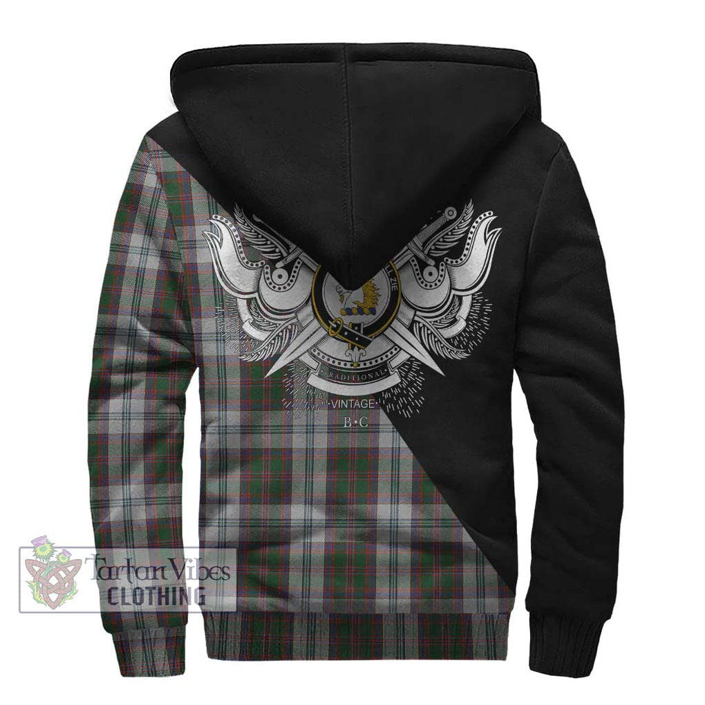 Stewart of Appin Dress Tartan Sherpa Hoodie with Family Crest and Military Logo Style - Tartanvibesclothing Shop