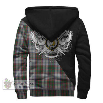 Stewart of Appin Dress Tartan Sherpa Hoodie with Family Crest and Military Logo Style