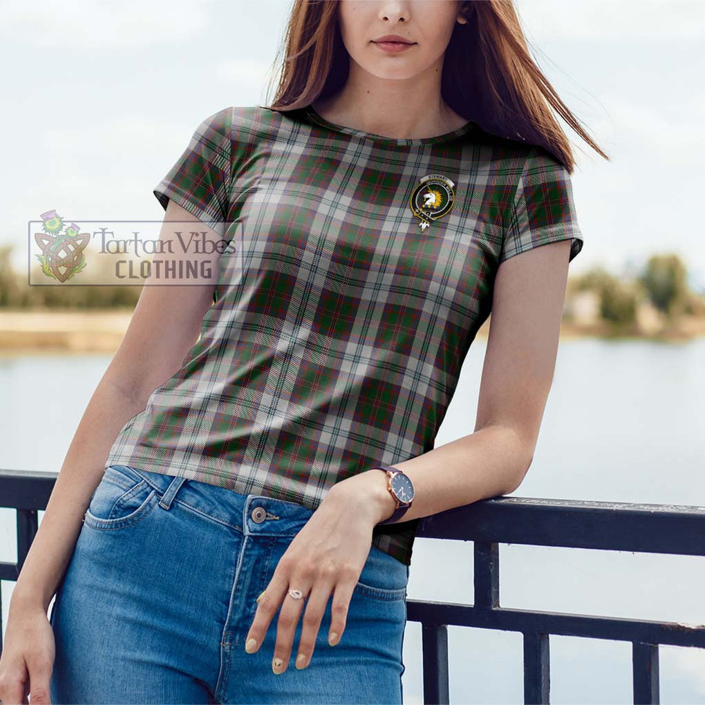 Stewart of Appin Dress Tartan Cotton T-Shirt with Family Crest Women's Shirt - Tartanvibesclothing Shop