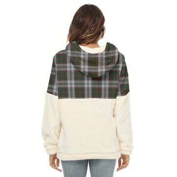 Stewart of Appin Dress Tartan Women's Borg Fleece Hoodie With Half Zip with Family Crest