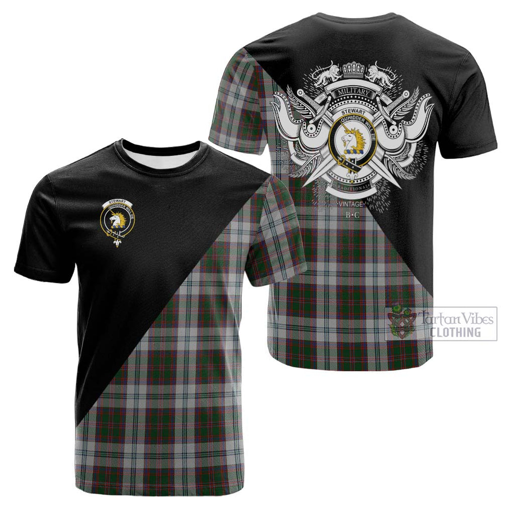 Tartan Vibes Clothing Stewart of Appin Dress Tartan Cotton T-shirt with Family Crest and Military Logo Style