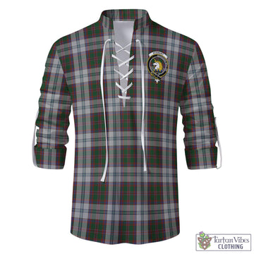 Stewart of Appin Dress Tartan Men's Scottish Traditional Jacobite Ghillie Kilt Shirt with Family Crest