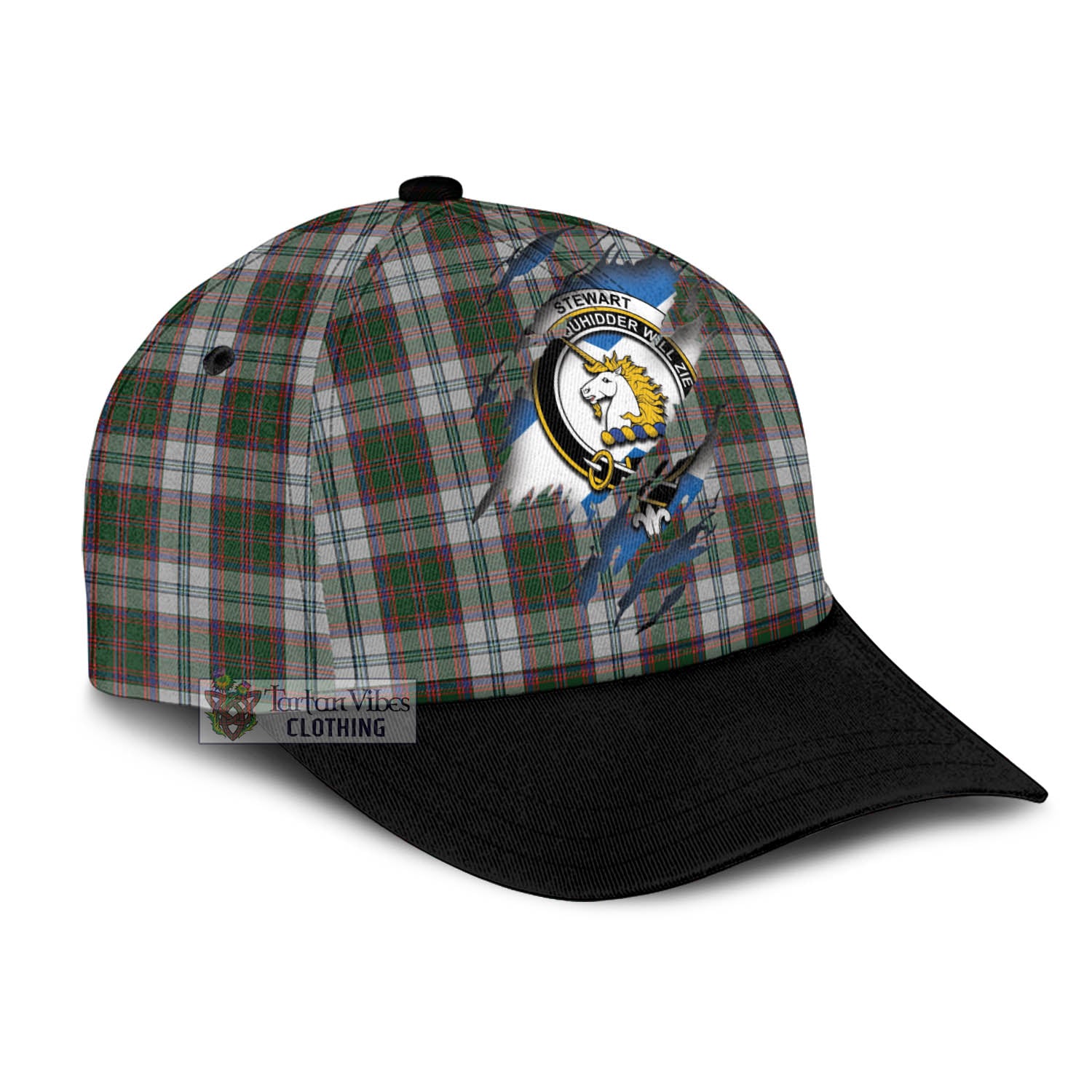 Tartan Vibes Clothing Stewart of Appin Dress Tartan Classic Cap with Family Crest In Me Style