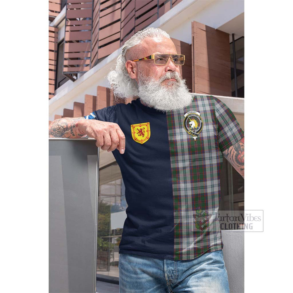 Tartan Vibes Clothing Stewart of Appin Dress Tartan Cotton T-shirt with Scottish Lion Royal Arm Half Style