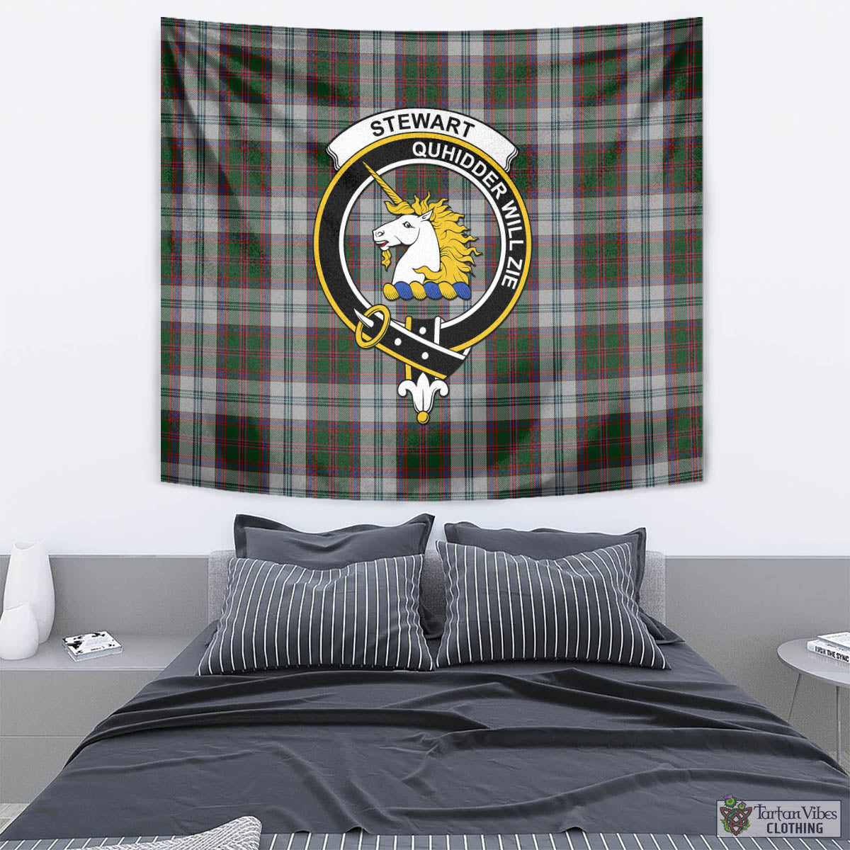 Tartan Vibes Clothing Stewart of Appin Dress Tartan Tapestry Wall Hanging and Home Decor for Room with Family Crest