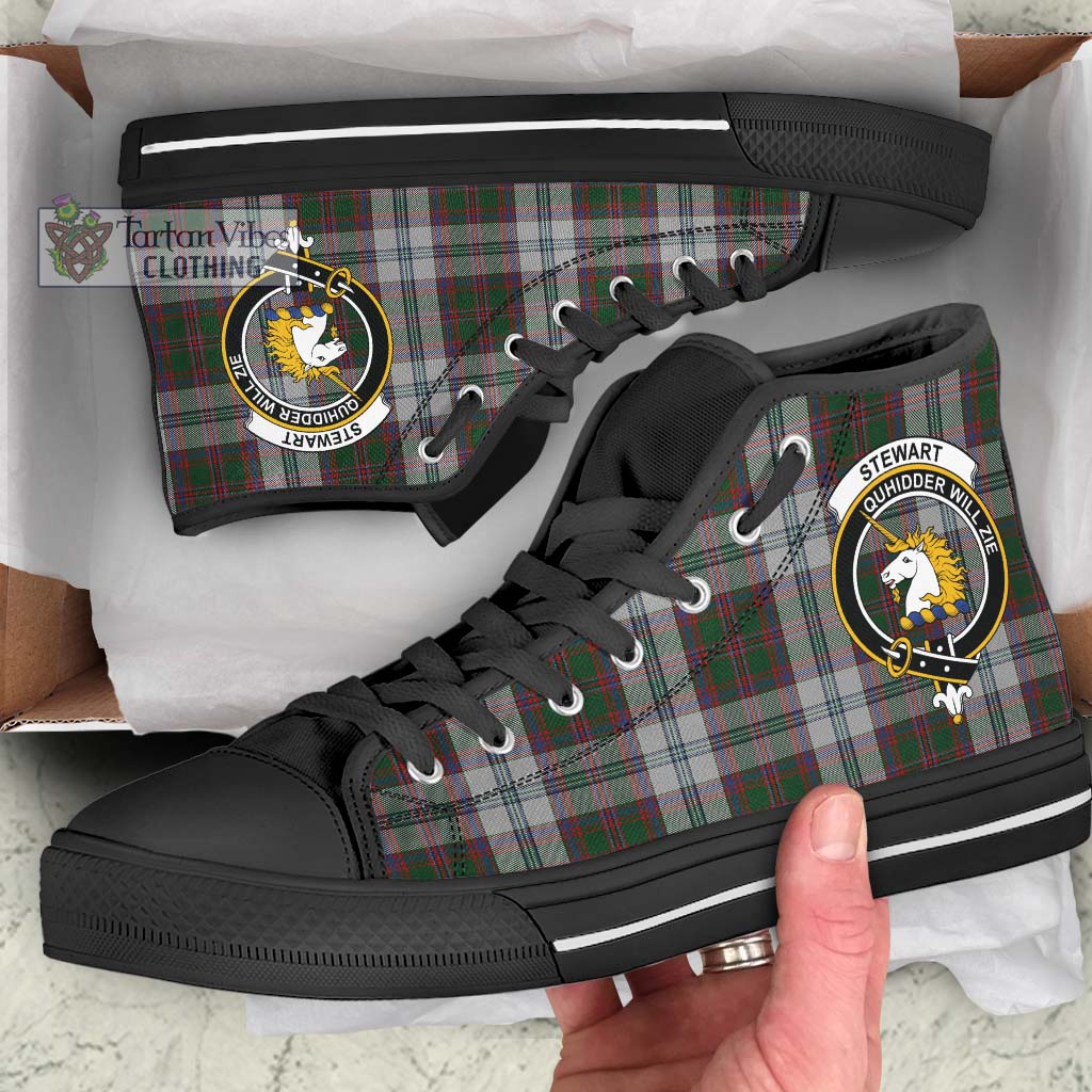 Tartan Vibes Clothing Stewart of Appin Dress Tartan High Top Shoes with Family Crest