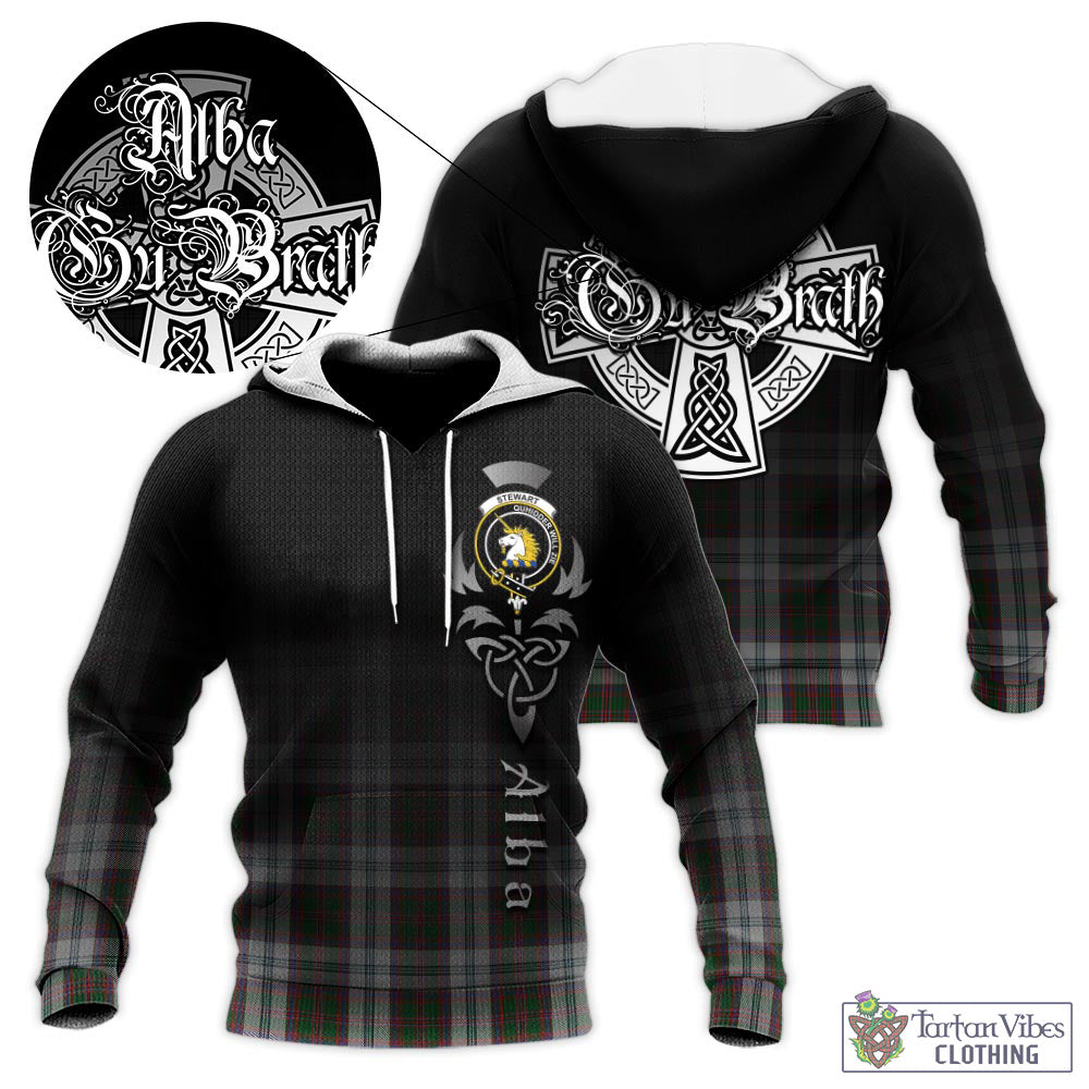 Tartan Vibes Clothing Stewart of Appin Dress Tartan Knitted Hoodie Featuring Alba Gu Brath Family Crest Celtic Inspired