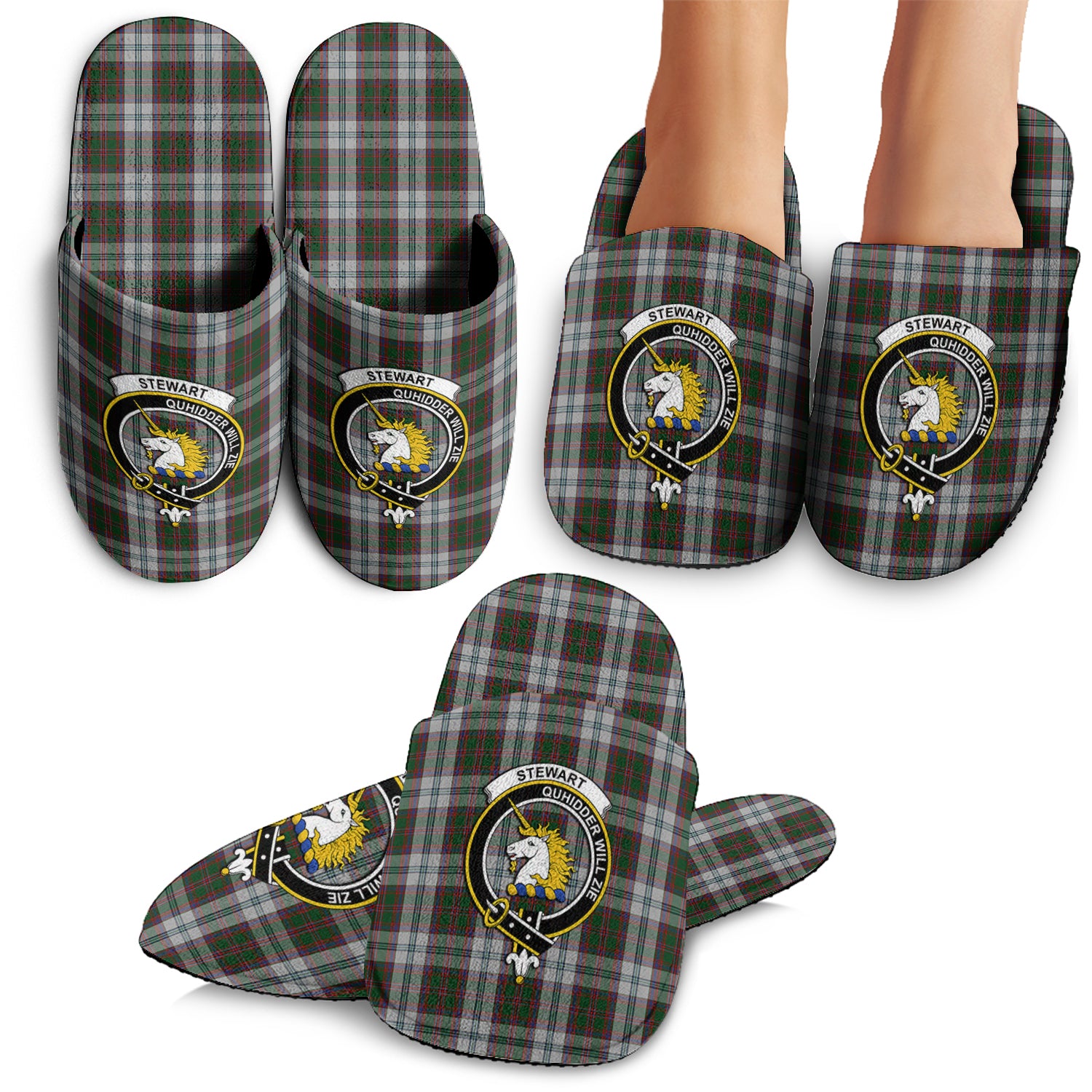 Stewart of Appin Dress Tartan Home Slippers with Family Crest - Tartan Vibes Clothing