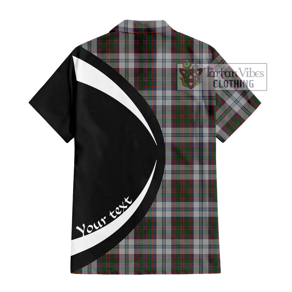 Stewart of Appin Dress Tartan Short Sleeve Button Up with Family Crest Circle Style - Tartan Vibes Clothing