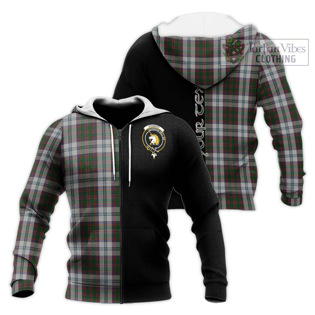 Stewart of Appin Dress Tartan Knitted Hoodie with Family Crest and Half Of Me Style Unisex Knitted Zip Hoodie - Tartanvibesclothing Shop