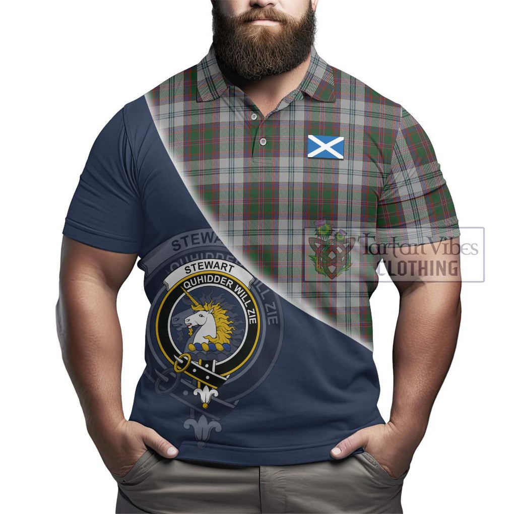 Stewart of Appin Dress Tartan Polo Shirt with Personalised National Flag and Family Crest Half Style - Tartanvibesclothing Shop