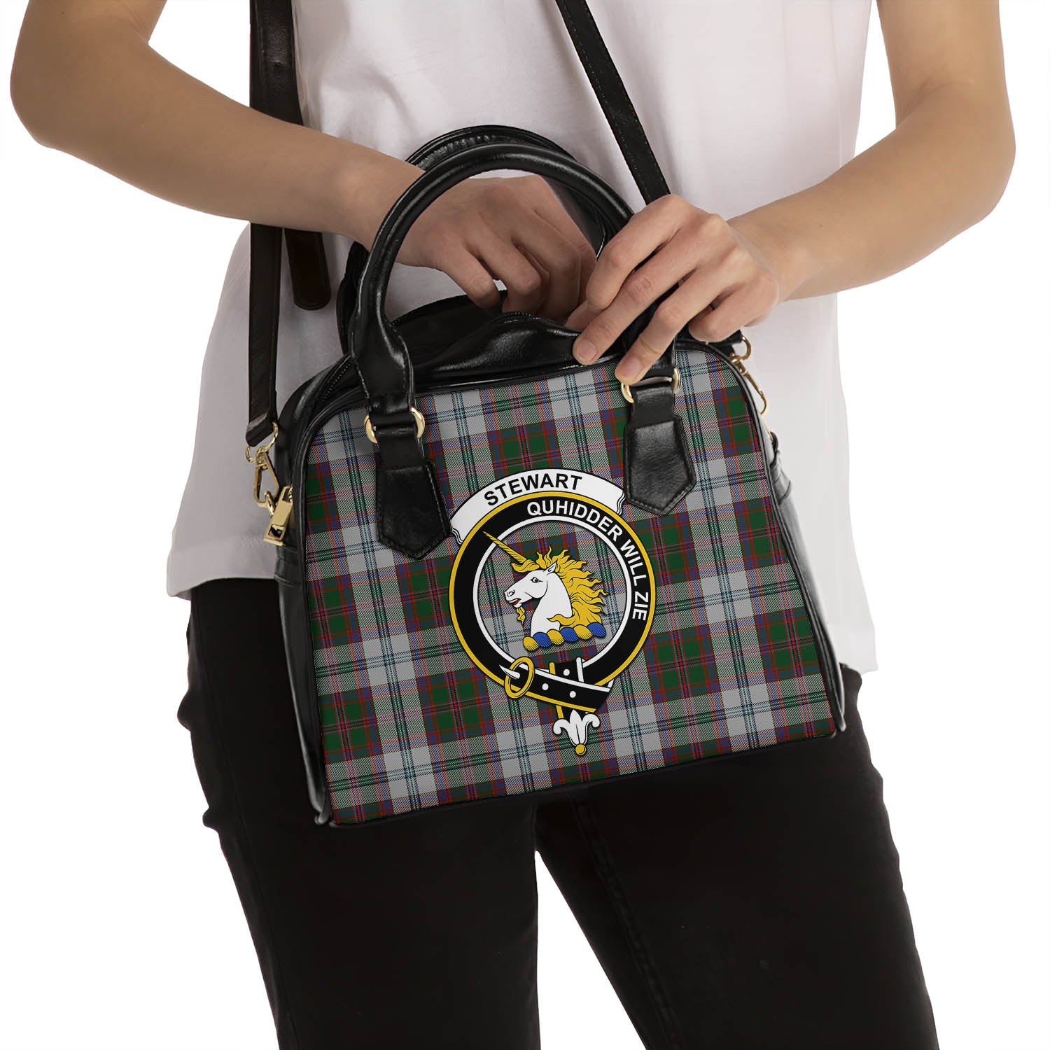 Stewart of Appin Dress Tartan Shoulder Handbags with Family Crest - Tartanvibesclothing