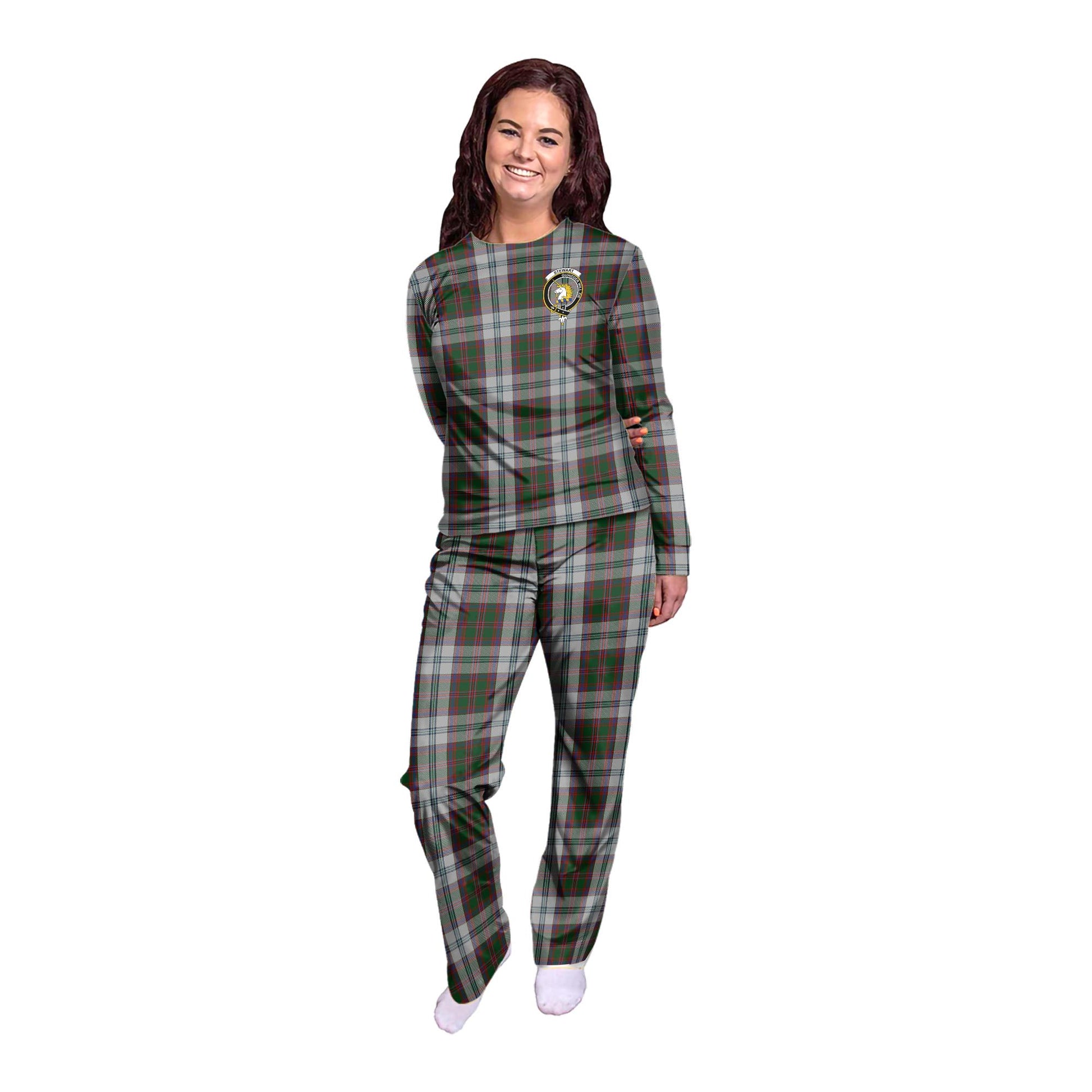 Stewart of Appin Dress Tartan Pajamas Family Set with Family Crest - Tartanvibesclothing