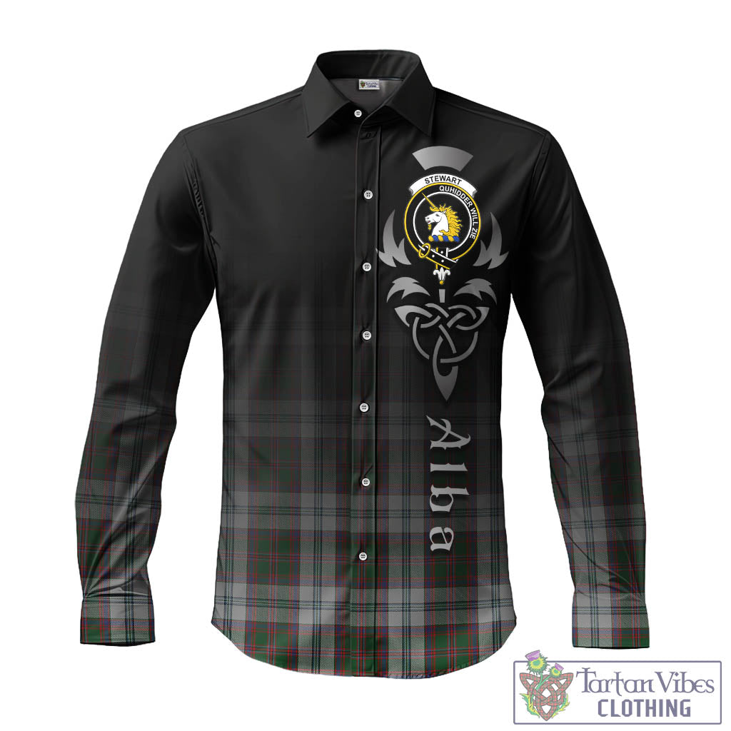 Tartan Vibes Clothing Stewart of Appin Dress Tartan Long Sleeve Button Up Featuring Alba Gu Brath Family Crest Celtic Inspired