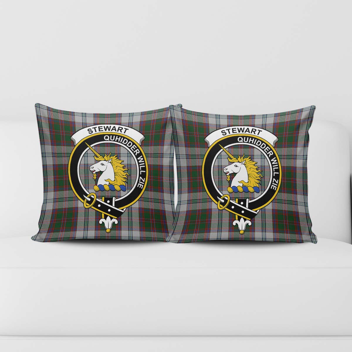 Stewart of Appin Dress Tartan Pillow Cover with Family Crest - Tartanvibesclothing