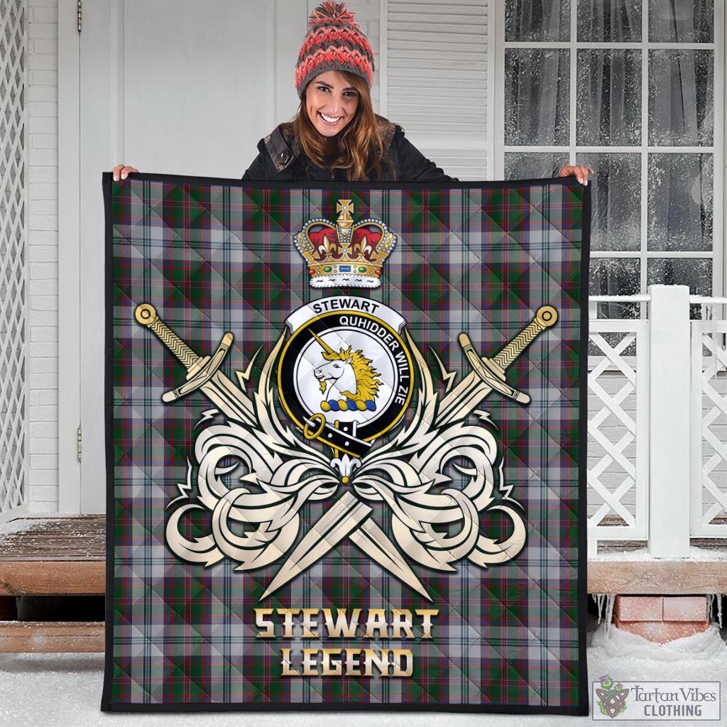 Tartan Vibes Clothing Stewart of Appin Dress Tartan Quilt with Clan Crest and the Golden Sword of Courageous Legacy