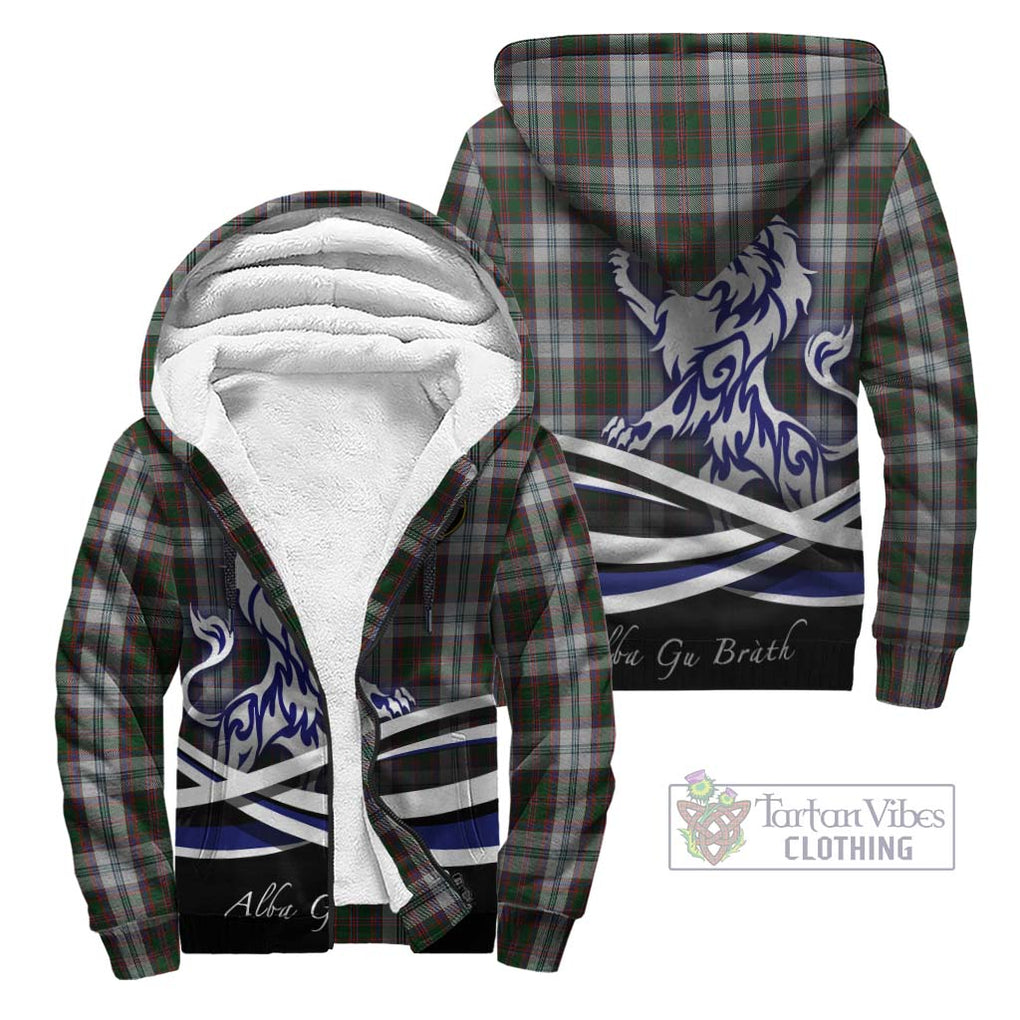 Stewart of Appin Dress Tartan Sherpa Hoodie with Alba Gu Brath Regal Lion Emblem Unisex - Tartanvibesclothing Shop