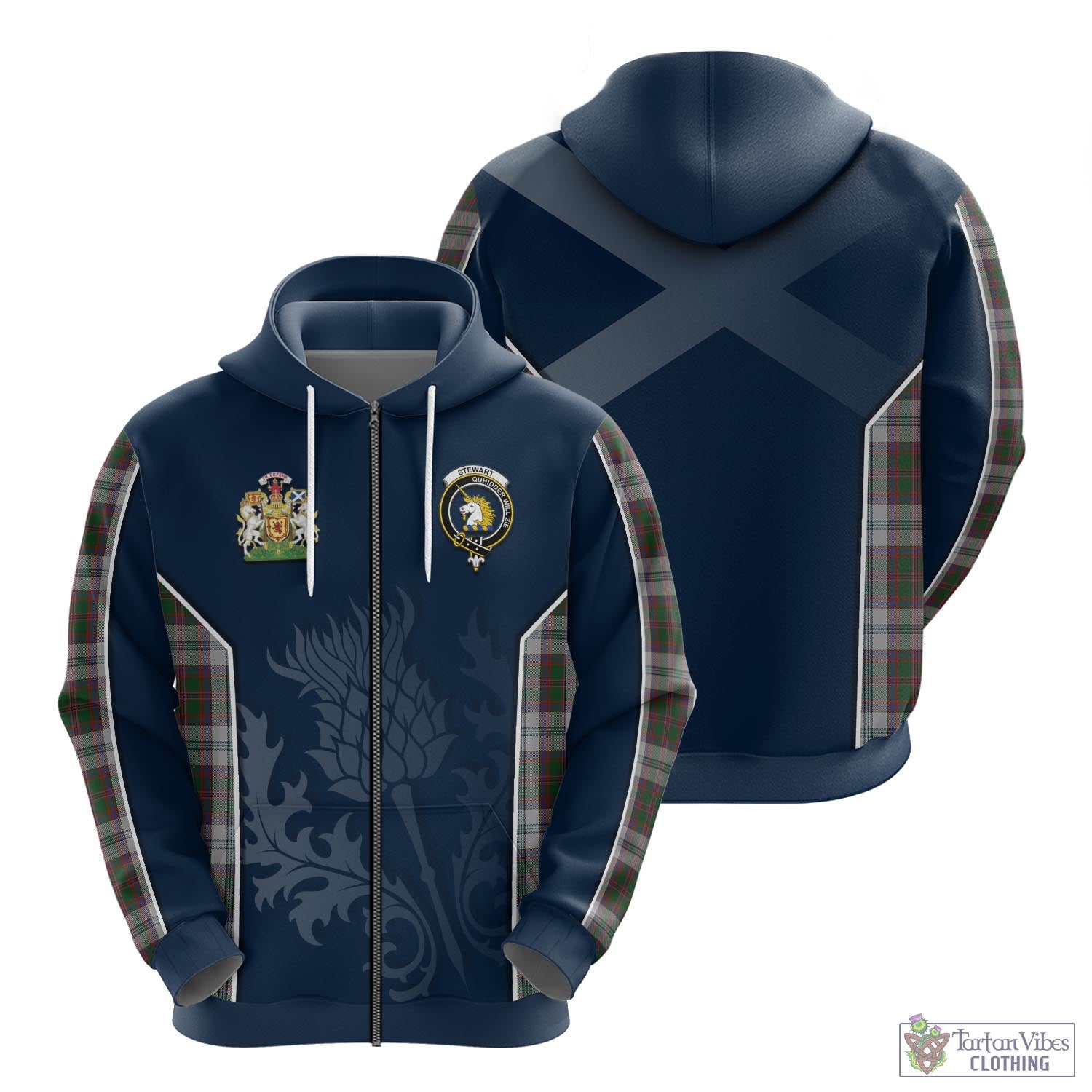 Tartan Vibes Clothing Stewart of Appin Dress Tartan Hoodie with Family Crest and Scottish Thistle Vibes Sport Style